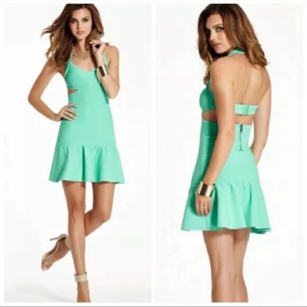 New Guess Mirage Cut Out Bandage Green Dress S